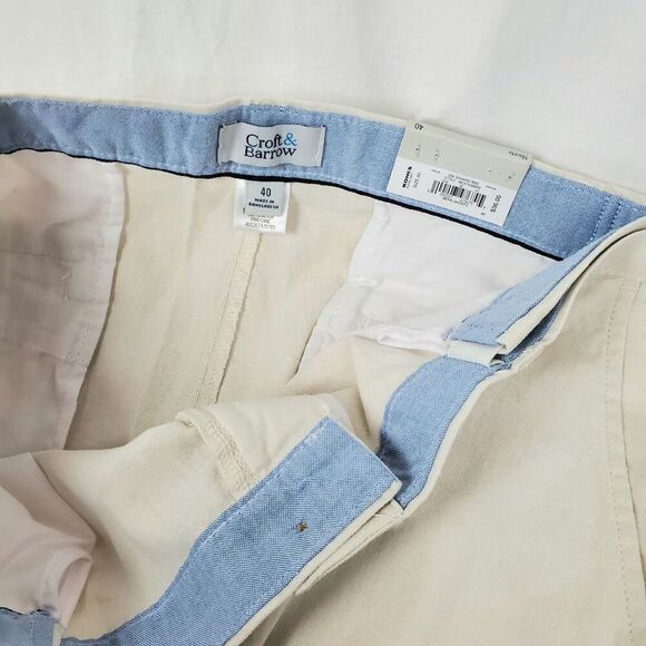 Croft & Barrow Size 42, Linen Blend Khaki Chino Shorts - Picture 5 of 7